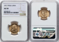Republic gold Libra 1917 AU58 NGC, Lima mint, KM207, Fr-73. HID09801242017 © 2024 Heritage Auctions | All Rights Reserved