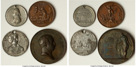 4-Piece Lot of Uncertified Assorted Medals, 1) Great Britain: "Battle of Trafalgar" white metal Medal 1805. 31.7mm. 10.83gm 2) Great Britain: "Birth o...