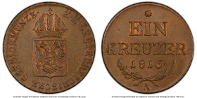 3-Piece Lot of Certified Assorted Issues PCGS, 1) Austria. Franz II (I) Kreuzer 1816-A MS65 Brown, KM2113 2) Germany brass Spiel Marke ND MS64, Goppel...
