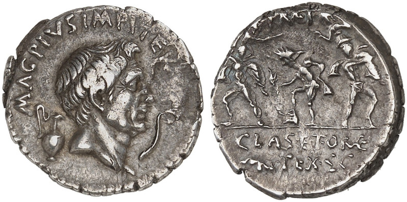 RÖMISCHE MÜNZEN. RÖMISCHE REPUBLIK. Sextus Pompeius.&nbsp;&nbsp; 
 Denar, 42-36...