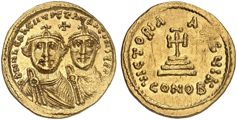 BYZANTINISCHE MÜNZEN. Heraclius, 610 - 641.&nbsp;&nbsp; 
 Solidus. Büsten von H...