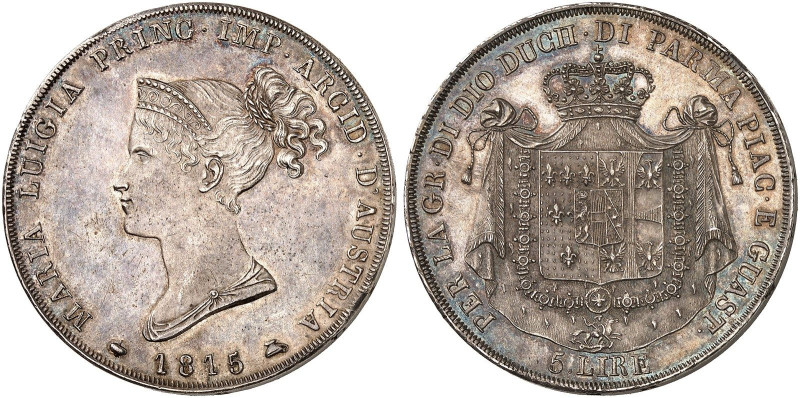 EUROPA. - PARMA UND PIACENZA. Maria Luisa, 1814-1847.&nbsp;&nbsp; 
 5 Lire 1815...