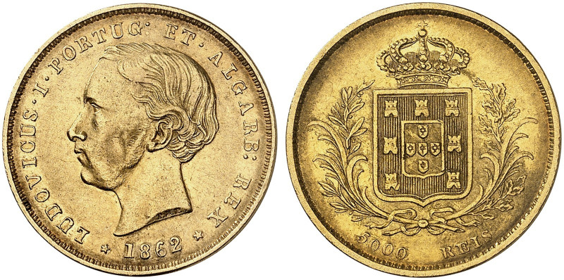 EUROPA. PORTUGAL. Ludwig I., 1861-1889.&nbsp;&nbsp; 
 5000 Reis 1862, Lissabon....