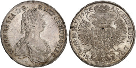 Maria Theresia, 1740-1780.&nbsp;&nbsp; 
 Taler 1752, Prag.
Dav. 1136, Voglh. 278 / I, Her. 520, Eypelt. 82 RRR ! winz. Sfr., vz+