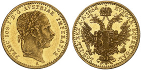 Franz Joseph I., 1848-1916.&nbsp;&nbsp; 
 Dukat 1868, Wien.
Friedb. 492, Her. 134, Schlumb. 481 Gold vz - St