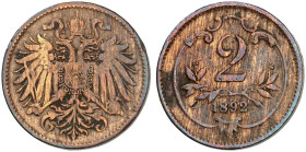 Franz Joseph I., 1848-1916.&nbsp;&nbsp; 
 2 Heller 1892, Wien.
Her. 1012 R ! ss