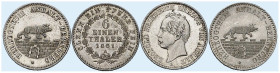 ANHALT - BERNBURG. Alexander Carl, 1834-1863.&nbsp;&nbsp; 
 Lot von 4 Stück: 1/6 Taler 1856 A, 1861 A, 1862 A, Anhalt-Dessau, 1/6 Taler 1865 A.
AKS ...