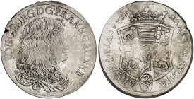 ANHALT - DESSAU. Johann Georg II., 1660-1693.&nbsp;&nbsp; 
 2/3 Taler 1675, Dessau.
Dav. 222, Mann 882 Sfr., kl. Kr., ss