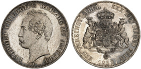 ANHALT - DESSAU. Leopold Friedrich, 1817-1871.&nbsp;&nbsp; 
 Vereinstaler 1858 A.
Thun 9, AKS 30, J. 76 f. St