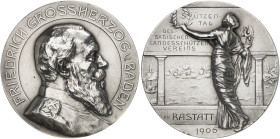 BADEN - DURLACH. Friedrich I., 1856-1907.&nbsp;&nbsp; 
 Silbermedaille 1906 (von B. H. Mayer, 80,1 mm), auf den Schützentag des Badischen Landes­schü...