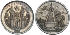 BAYERN. Karl Theodor, 1777-1799.&nbsp;&nbsp; 
 Silbermedaille 1785 (Signatur: B. F, 45,6 mm), Ehrenbürgermedaille der Stadt München. Wappen / Pyramid...