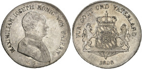 BAYERN. Maximilian IV. (I.) Joseph, 1799-1825.&nbsp;&nbsp; 
 Konventionstaler 1808.
Thun 43, AKS 48, J. 13 ss