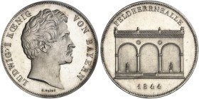 BAYERN. Ludwig I., 1825-1848.&nbsp;&nbsp; 
 Geschichtsdoppeltaler 1844, "FELDHERRNHALLE".
Thun 83, AKS 106, J. 74 PCGS MS 63 PL, St