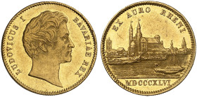 BAYERN. Ludwig I., 1825-1848.&nbsp;&nbsp; 
 Rheingolddukat 1846, mit Stadtansicht von Speyer.
Friedb. 276, D. S. 32, AKS 72, J. 126, Schlumb. 102 Go...