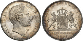 BAYERN. Maximilian II. Joseph, 1848-1864.&nbsp;&nbsp; 
 Doppeltaler 1854.
Thun 91, AKS 146, J. 85 mit polierten Stempeln geprägt, winz. Kr., f. St