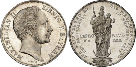 BAYERN. Maximilian II. Joseph, 1848-1864.&nbsp;&nbsp; 
 Doppelgulden 1855, "MARIENSÄULE".
Thun 97, AKS 168, J. 84 f. St