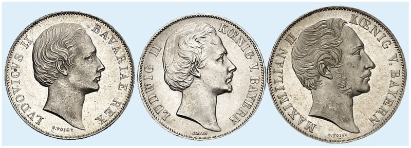 BAYERN. Maximilian II. Joseph, 1848-1864.&nbsp;&nbsp; 
 Lot von 3 Stück: Doppel...