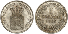 BAYERN. Ludwig II., 1864-1886.&nbsp;&nbsp; 
 6 Kreuzer 1866.
AKS 181, J. 98 St