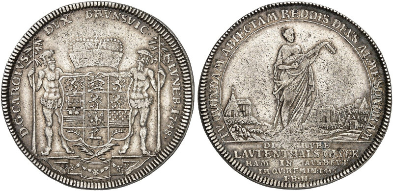 BRAUNSCHWEIG - WOLFENBÜTTEL. Karl I., 1735-1780.&nbsp;&nbsp; 
 Taler 1748, Zell...