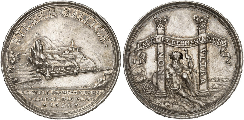 HESSEN - KASSEL. Karl, 1670-1730.&nbsp;&nbsp; 
 Silbermedaille 1693 (Chronogram...