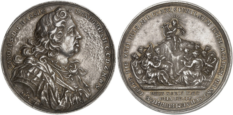 HESSEN - KASSEL. Karl, 1670-1730.&nbsp;&nbsp; 
 Silbermedaille 1721 (von I. Le ...