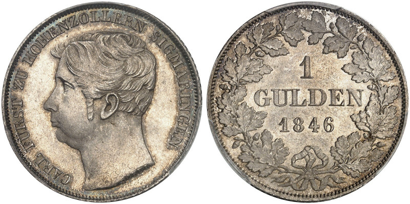 HOHENZOLLERN - SIGMARINGEN. Carl, 1831-1848.&nbsp;&nbsp; 
 1 Gulden 1846.
AKS ...