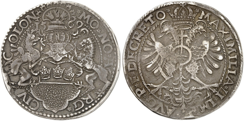 KÖLN. - Stadt.&nbsp;&nbsp; 
 Taler 1569, mit Titel Maximilian II.
Dav. 9155, N...