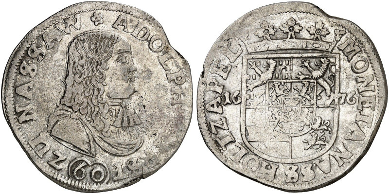 NASSAU - HOLZAPPEL. Adolph, 1653-1676.&nbsp;&nbsp; 
 60 Kreuzer 1676, Cramberg....