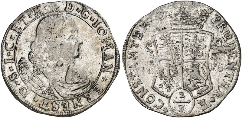 SACHSEN - WEIMAR. Johann Ernst, 1662-1683.&nbsp;&nbsp; 
 2/3 Taler 1676, Weimar...