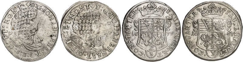 SACHSEN - WEIMAR. Johann Ernst, 1662-1683.&nbsp;&nbsp; 
 Lot von 2 Stück: 2/3 T...