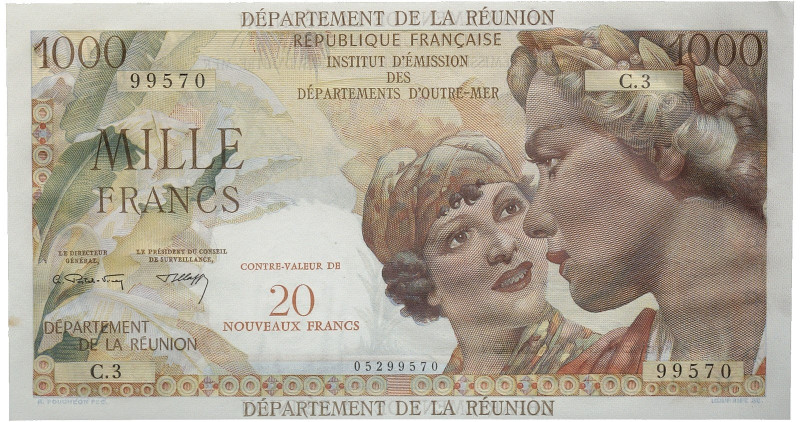 ÜBRIGES AUSLAND. RÉUNION.&nbsp;&nbsp; 
 20 Nouveaux Francs (1971).
Pick 55b ka...