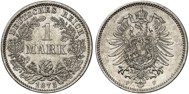 KLEINMÜNZEN. J. 9, EPA 55&nbsp;&nbsp; 
 1 Mark 1875 F.
f. St