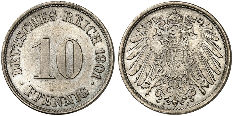 KLEINMÜNZEN. J. 13, EPA 28&nbsp;&nbsp; 
 10 Pfennig 1901 J.
in dieser Erhaltun...