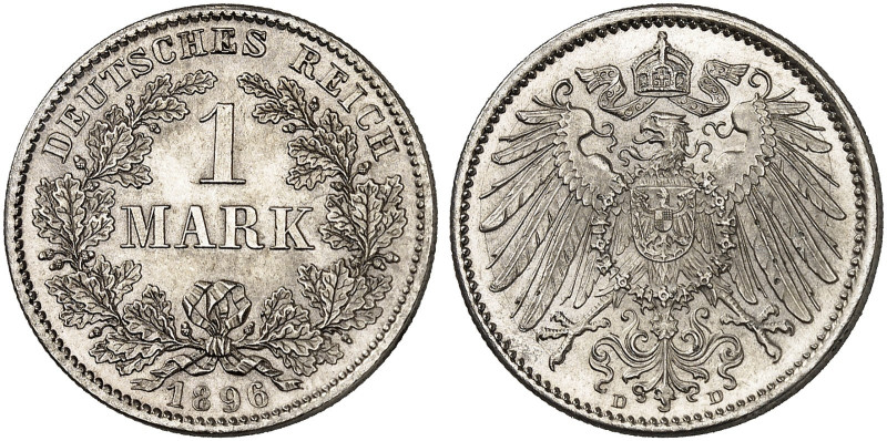 KLEINMÜNZEN. J. 17, EPA 56&nbsp;&nbsp; 
 1 Mark 1896 D.
St