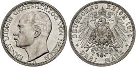 HESSEN. Ernst Ludwig, 1892-1918. J. 76, EPA 3/12&nbsp;&nbsp; 
 3 Mark 1910.
vz+