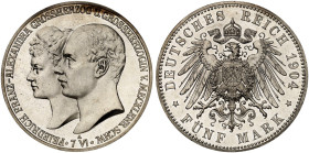 MECKLENBURG - SCHWERIN. Friedrich Franz IV., 1897-1918. J. 87, EPA 5/28&nbsp;&nbsp; 
 Ein zweites Exemplar.
winz. Kr., PP