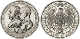 MECKLENBURG - SCHWERIN. Friedrich Franz IV., 1897-1918. J. 89, EPA 5/29&nbsp;&nbsp; 
 5 Mark 1915, zur Jahrhundertfeier des Herzogtums.
winz. Kr., P...