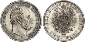 PREUSSEN. Wilhelm I., 1861-1888. J. 96 B, EPA 2/35&nbsp;&nbsp; 
 2 Mark 1876 B.
NGC MS 66+, schöne Patina, St