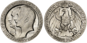 PREUSSEN. Wilhelm II., 1888-1918. J. 107, EPA 3/19&nbsp;&nbsp; 
 3 Mark 1910, Universität Berlin.
winz. Kr., PP