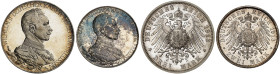 PREUSSEN. Wilhelm II., 1888-1918. J. 111, 112, EPA 2/42, 3/22&nbsp;&nbsp; 
 Lot von 2 Stück, wie vorher.
schöne Patina, PP