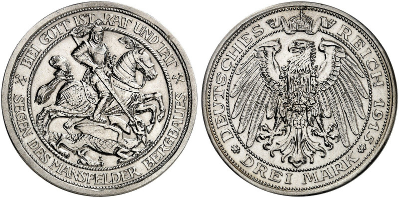 PREUSSEN. Wilhelm II., 1888-1918. J. 115, EPA 3/24&nbsp;&nbsp; 
 3 Mark 1915 A,...