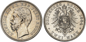 REUSS. - Jüngere Linie. Heinrich XIV., 1867-1913. J. 120, EPA 2/46&nbsp;&nbsp; 
 2 Mark 1884.
f. vz / vz