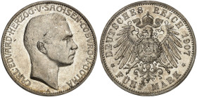 SACHSEN - COBURG - GOTHA. Carl Eduard, 1900-1918. J. 148, EPA 5/51&nbsp;&nbsp; 
 5 Mark 1907.
vz / vz - St