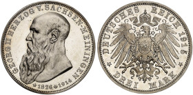 SACHSEN - MEININGEN. Georg II., 1866-1914. J. 155, EPA 3/30&nbsp;&nbsp; 
 3 Mark 1915, auf seinen Tod.
PP