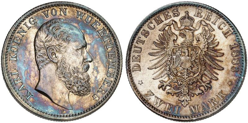 WÜRTTEMBERG. Karl, 1864-1891. J. 172, EPA 2/73&nbsp;&nbsp; 
 2 Mark 1883.
schö...