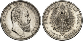 WÜRTTEMBERG. Karl, 1864-1891. J. 172, EPA 2/73&nbsp;&nbsp; 
 2 Mark 1888.
vz - St