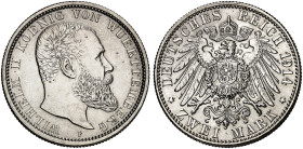 WÜRTTEMBERG. Wilhelm II., 1891-1918. J. 174, EPA 2/74&nbsp;&nbsp; 
 2 Mark 1914.
St