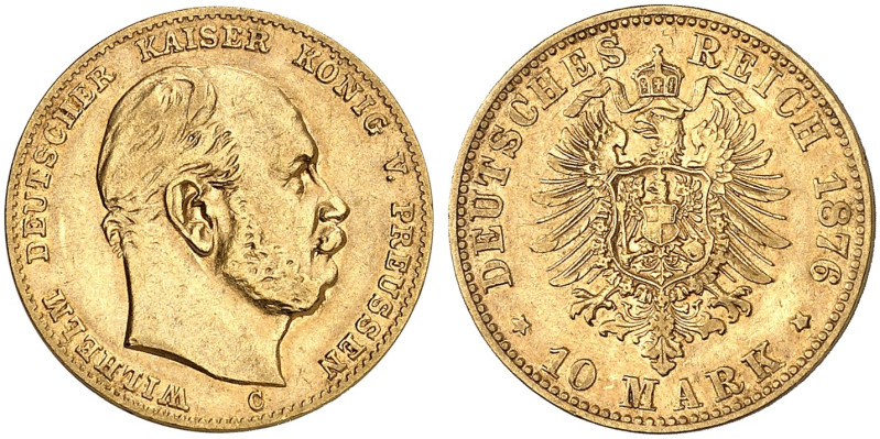 PREUSSEN. Wilhelm I., 1861-1888. J. 245 C, EPA 10/38&nbsp;&nbsp; 
 10 Mark 1876...