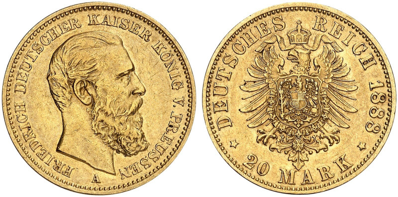 PREUSSEN. Friedrich III., 1888. J. 248, EPA 20/33&nbsp;&nbsp; 
 20 Mark 1888.
...