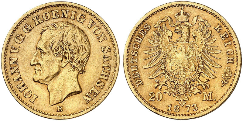 SACHSEN. Johann, 1854-1873. J. 259, EPA 20/41&nbsp;&nbsp; 
 20 Mark 1873.
ss